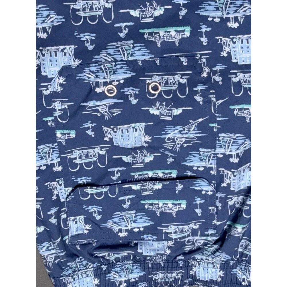 Vineyard Vines Printed Chappy Swim Trunks Shorts Blue Lined Men’s Size L